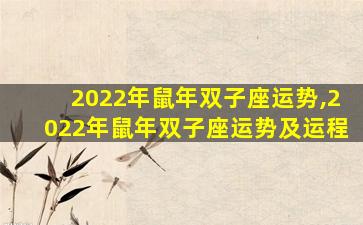 2022年鼠年双子座运势,2022年鼠年双子座运势及运程