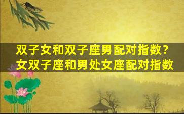 双子女和双子座男配对指数？女双子座和男处女座配对指数