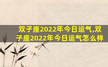 双子座2022年今日运气,双子座2022年今日运气怎么样