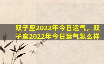 双子座2022年今日运气，双子座2022年今日运气怎么样