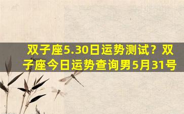 双子座5.30日运势测试？双子座今日运势查询男5月31号
