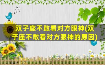双子座不敢看对方眼神(双子座不敢看对方眼神的原因)