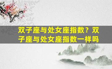 双子座与处女座指数？双子座与处女座指数一样吗