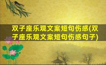 双子座乐观文案短句伤感(双子座乐观文案短句伤感句子)
