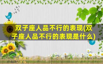 双子座人品不行的表现(双子座人品不行的表现是什么)
