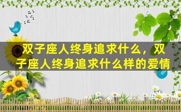 双子座人终身追求什么，双子座人终身追求什么样的爱情