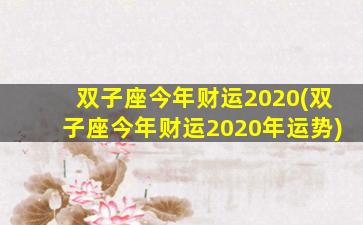双子座今年财运2020(双子座今年财运2020年运势)