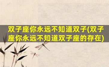 双子座你永远不知道双子(双子座你永远不知道双子座的存在)