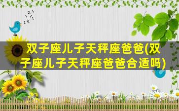 双子座儿子天秤座爸爸(双子座儿子天秤座爸爸合适吗)