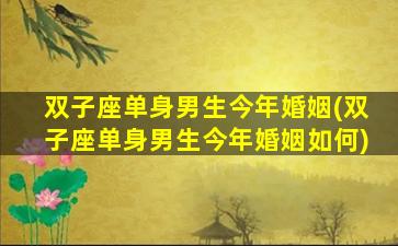 双子座单身男生今年婚姻(双子座单身男生今年婚姻如何)