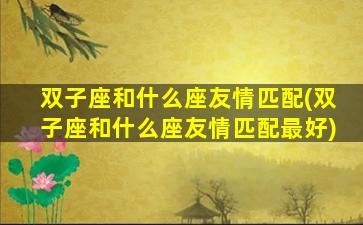 双子座和什么座友情匹配(双子座和什么座友情匹配最好)
