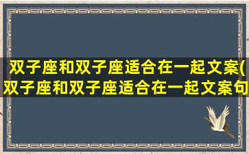 双子座和双子座适合在一起文案(双子座和双子座适合在一起文案句子)