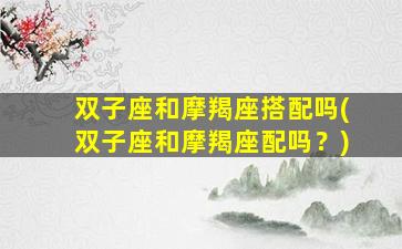 双子座和摩羯座搭配吗(双子座和摩羯座配吗？)