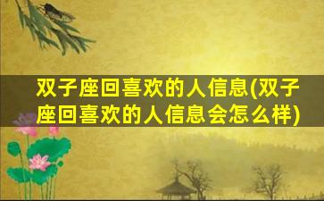 双子座回喜欢的人信息(双子座回喜欢的人信息会怎么样)