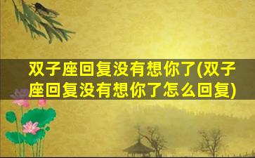双子座回复没有想你了(双子座回复没有想你了怎么回复)