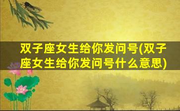 双子座女生给你发问号(双子座女生给你发问号什么意思)