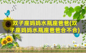 双子座妈妈水瓶座爸爸(双子座妈妈水瓶座爸爸合不合)