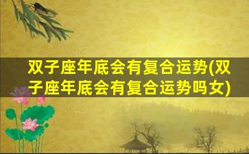 双子座年底会有复合运势(双子座年底会有复合运势吗女)