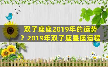 双子座座2019年的运势？2019年双子座星座运程
