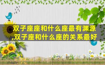 双子座座和什么座最有渊源,双子座和什么座的关系最好