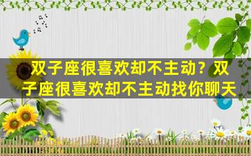 双子座很喜欢却不主动？双子座很喜欢却不主动找你聊天