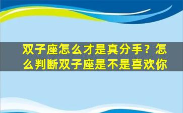 双子座怎么才是真分手？怎么判断双子座是不是喜欢你