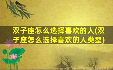 双子座怎么选择喜欢的人(双子座怎么选择喜欢的人类型)
