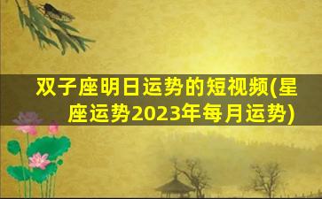 双子座明日运势的短视频(星座运势2023年每月运势)