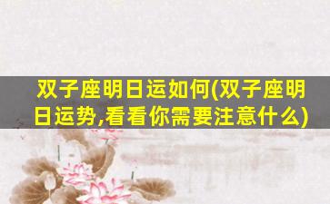 双子座明日运如何(双子座明日运势,看看你需要注意什么)
