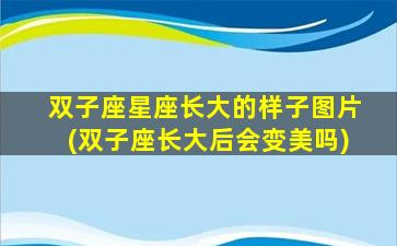 双子座星座长大的样子图片(双子座长大后会变美吗)