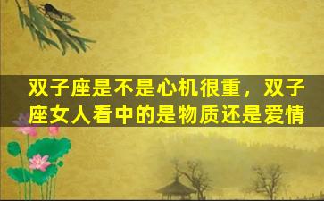 双子座是不是心机很重，双子座女人看中的是物质还是爱情