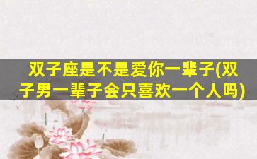 双子座是不是爱你一辈子(双子男一辈子会只喜欢一个人吗)