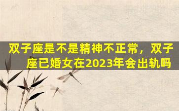 双子座是不是精神不正常，双子座已婚女在2023年会出轨吗