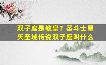 双子座是教皇？圣斗士星矢圣域传说双子座叫什么