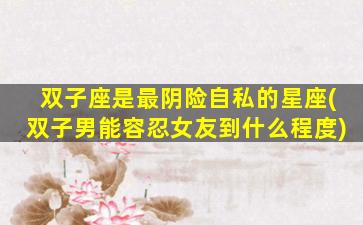 双子座是最阴险自私的星座(双子男能容忍女友到什么程度)