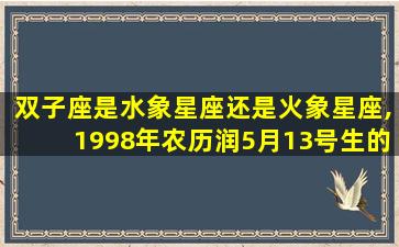 双子座是水象星座还是火象星座,1998年农历润5月13号生的人生日是多少