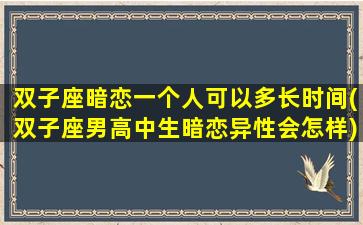 双子座暗恋一个人可以多长时间(双子座男高中生暗恋异性会怎样)