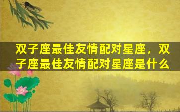 双子座最佳友情配对星座，双子座最佳友情配对星座是什么