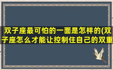 双子座最可怕的一面是怎样的(双子座怎么才能让控制住自己的双重性格)