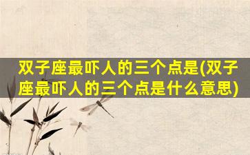 双子座最吓人的三个点是(双子座最吓人的三个点是什么意思)