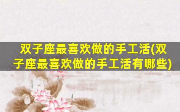 双子座最喜欢做的手工活(双子座最喜欢做的手工活有哪些)