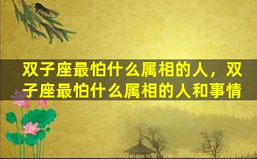 双子座最怕什么属相的人，双子座最怕什么属相的人和事情