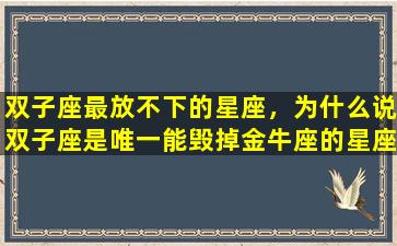 双子座最放不下的星座，为什么说双子座是唯一能毁掉金牛座的星座