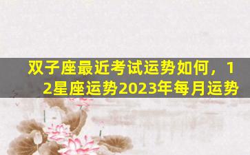 双子座最近考试运势如何，12星座运势2023年每月运势