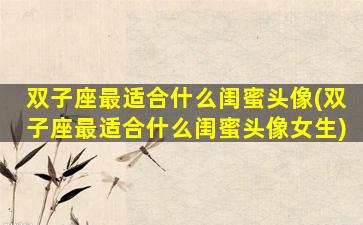 双子座最适合什么闺蜜头像(双子座最适合什么闺蜜头像女生)