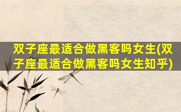 双子座最适合做黑客吗女生(双子座最适合做黑客吗女生知乎)