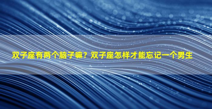 双子座有两个脑子嘛？双子座怎样才能忘记一个男生