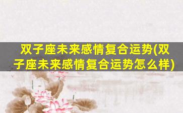 双子座未来感情复合运势(双子座未来感情复合运势怎么样)