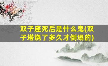 双子座死后是什么鬼(双子塔烧了多久才倒塌的)