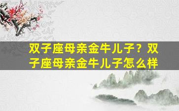 双子座母亲金牛儿子？双子座母亲金牛儿子怎么样